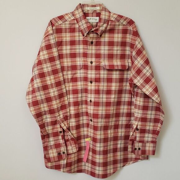 Orvis Other - Orvis Shirt Mens Large Button Down Plaid Chest Pockets 100% Cotton Oversized
